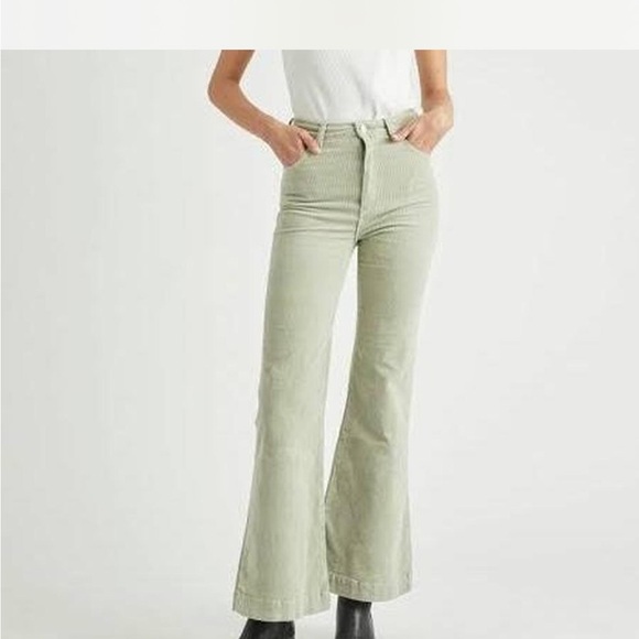 Rolla’s Eastcoast Flare Corduroy Pants Seagrass Mint Size 24 NWT High Rise - Picture 4 of 10